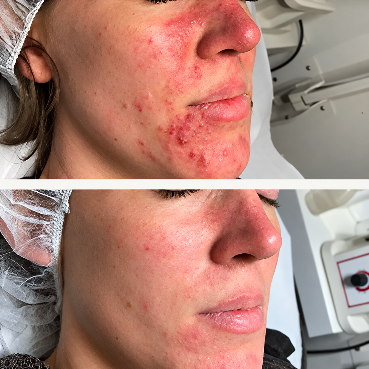 Rosacea - hudproblem Rosacea - Før & efter billede behandling